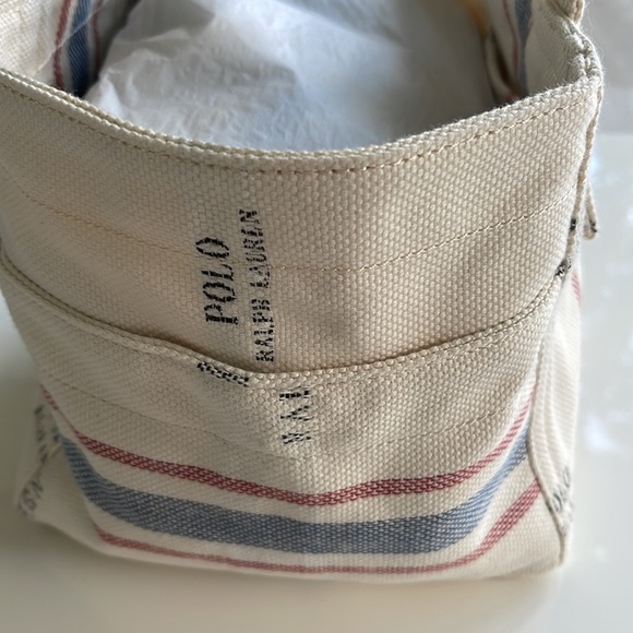 Polo by Ralph Lauren Cream Tote with Red and Blue Stripes - Picture 4 of 7